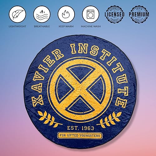 Miniatura 3 de Marvel X-Men Xavier Institute - Manta redonda de forro polar, suave y acogedora para los fanáticos de X-Men, 54 x 54 pulgadas