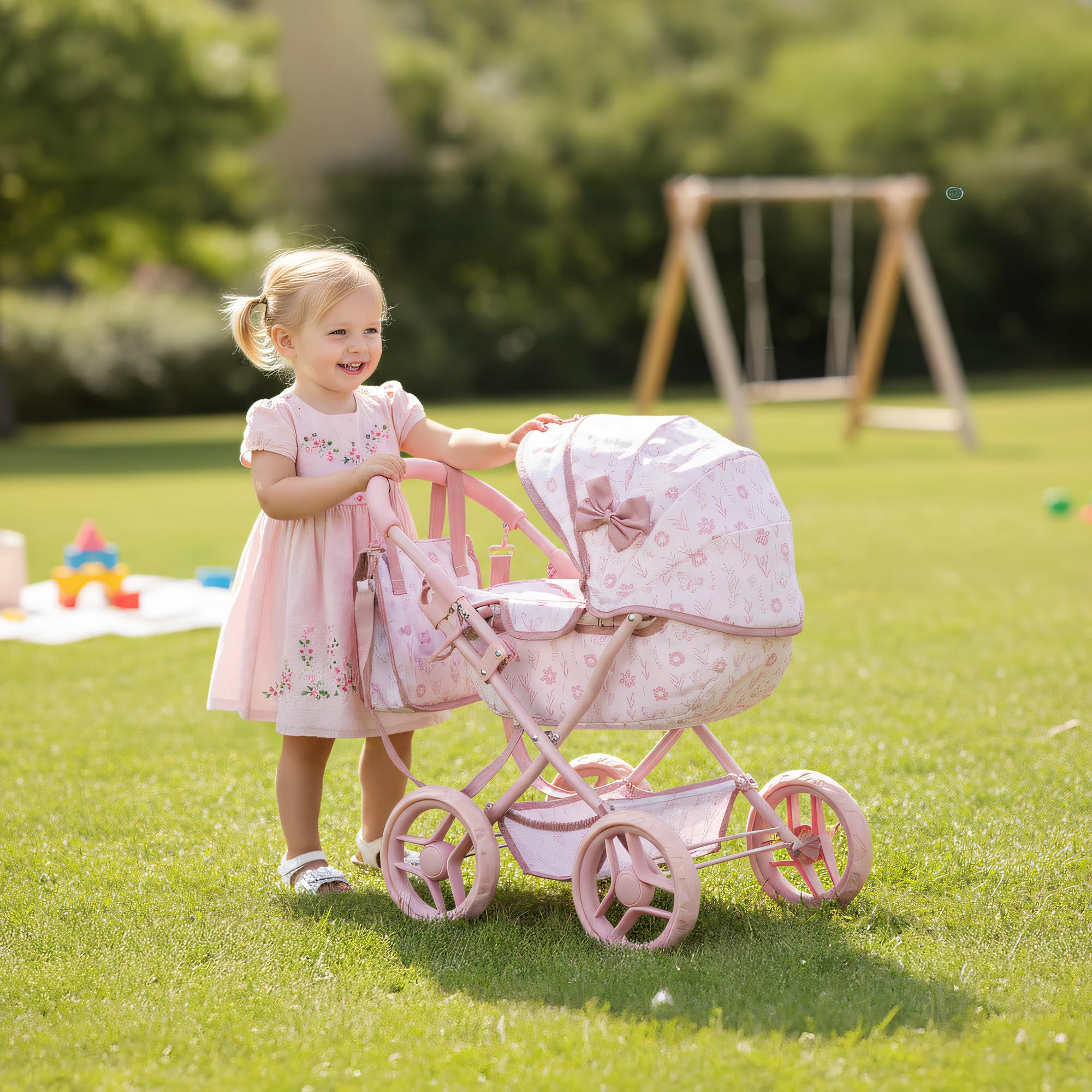 Kinderplay Cochecito de muñecas Profundo con Bolsa y Lazo KP0263A
