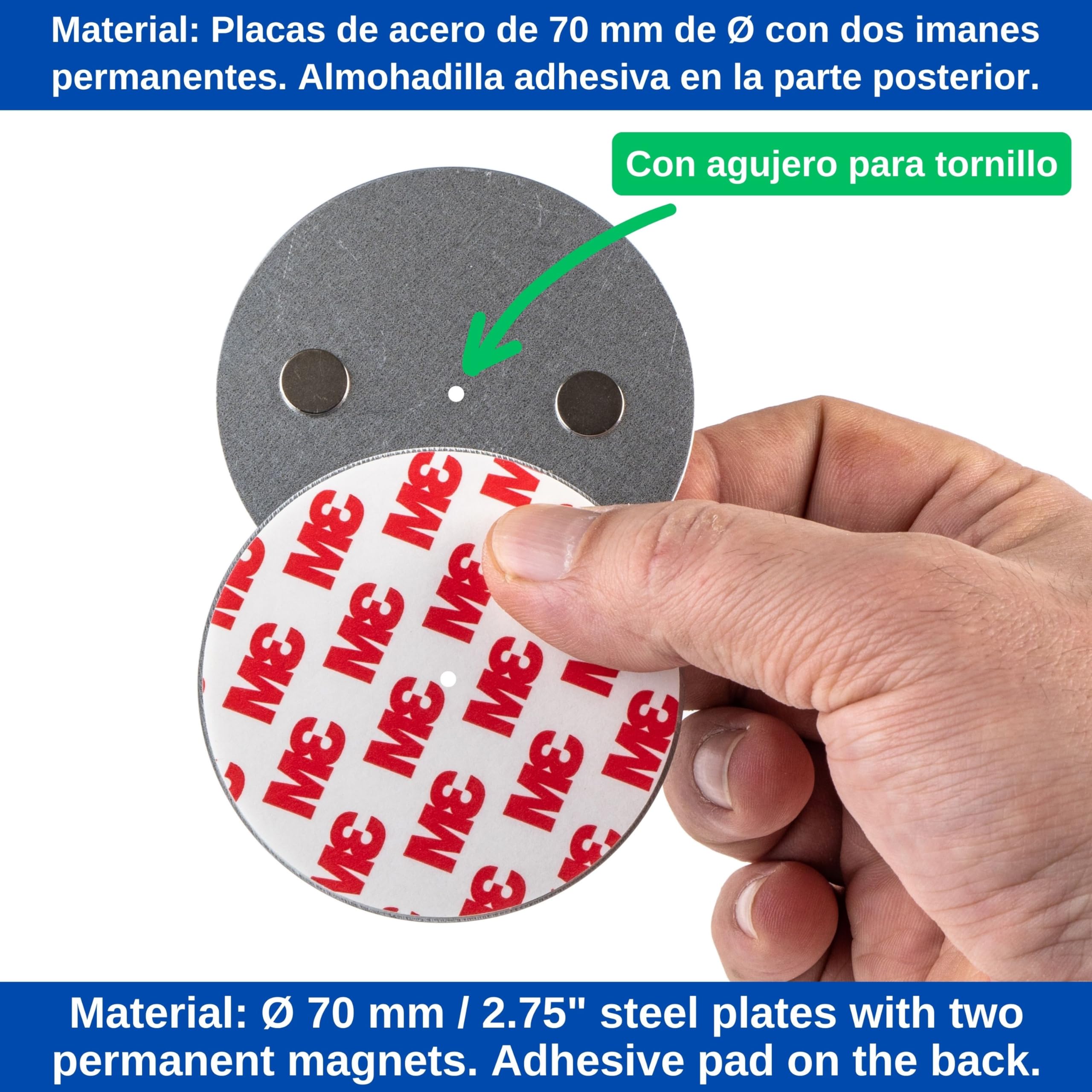Soporte Magnético para Alarma de Humo, 10 Piezas, Diámetro Ø 70 mm, para Pegar o atornillar, Adhesivo para alarmas de Incendios y Humo, Soporte detectore Incendio Humo, Soporte Almohadilla Adhesiva
