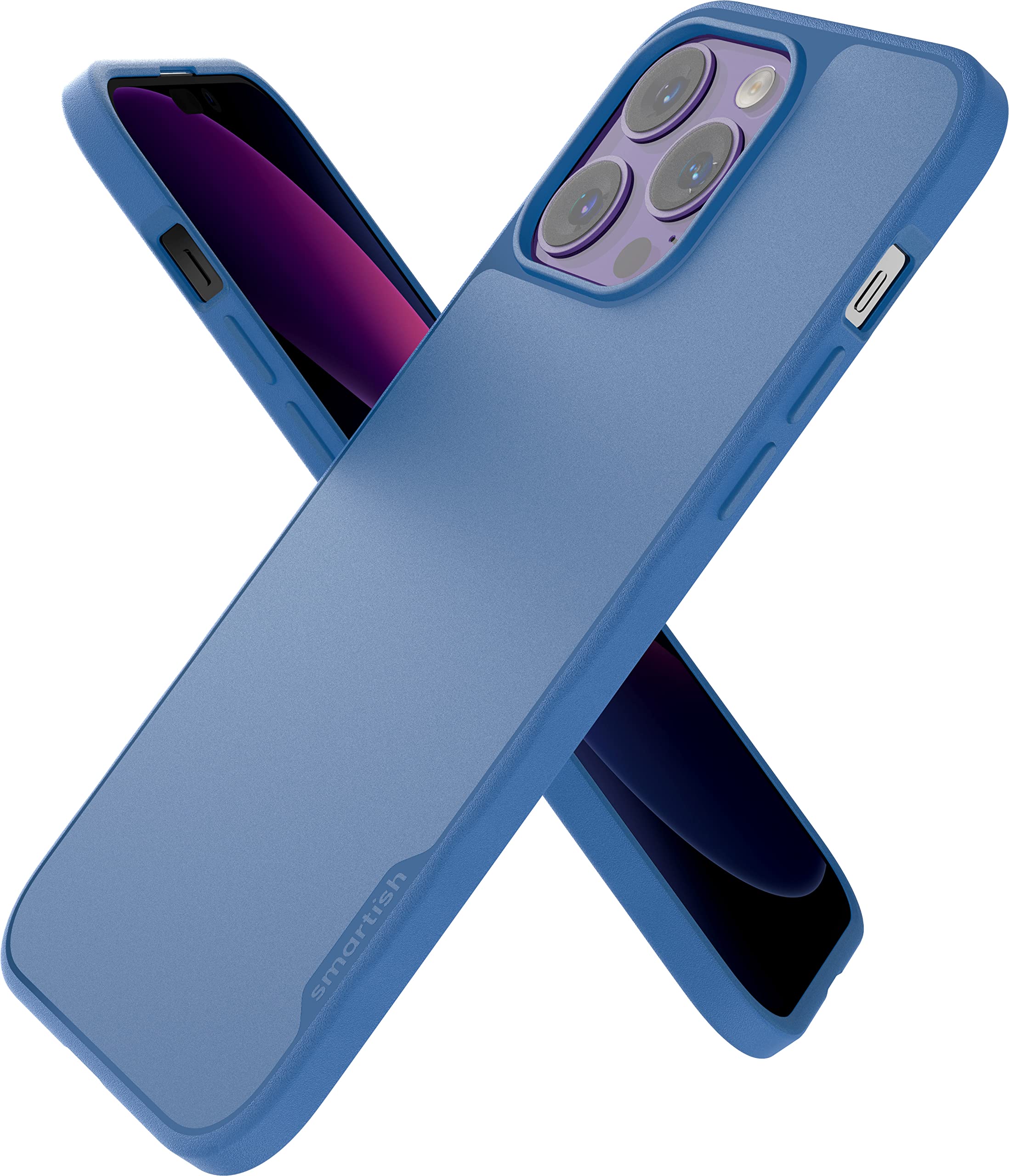 Smartish iPhone 14 Pro Max Slim Case - Gripmunk Compatible with MagSafe [Lightweight + Protective] Thin Grip Cover with Microfiber Lining - Blues on The Green