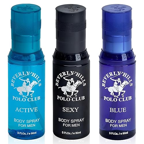 Miniatura 1 de Beverly Hills Polo Club Body Spray Collection - Juego de 3 piezas con diferentes fragancias azul (3 fl oz), activo (3 fl oz), y sexy (3 fl oz)