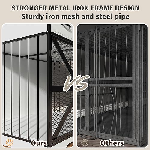 Miniatura 5 de Mueble grande de 44 pulgadas para perros, soporte de madera resistente para televisión con 2 cajones, muebles decorativos multifuncionales para