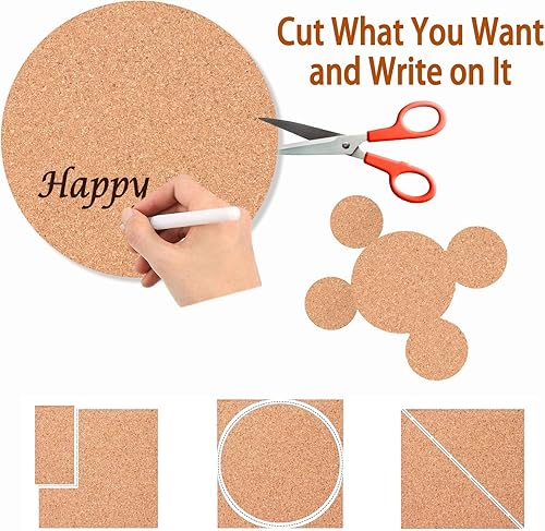 Miniatura 4 de 54 posavasos y tapetes de corcho, cuadrados de 4 pulgadas, bordes curvados y almohadillas redondas (54 piezas)