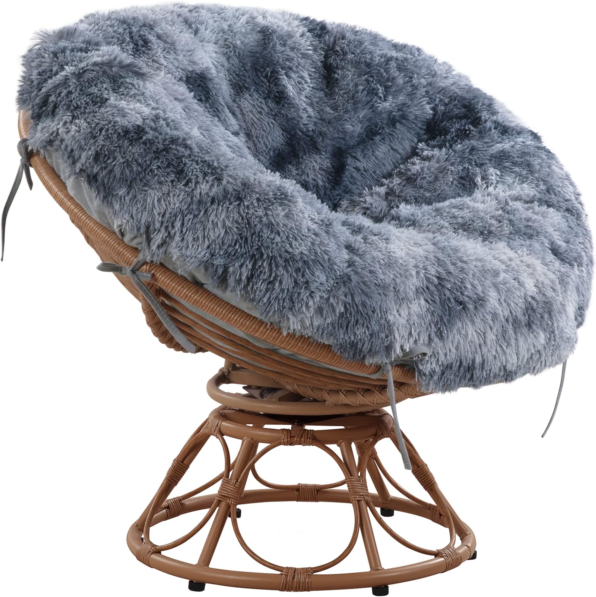 AEHISDHIE Fluffy Papasan Chair Cushion Cover with 8 Ties Faux Fur Zippered Papasan