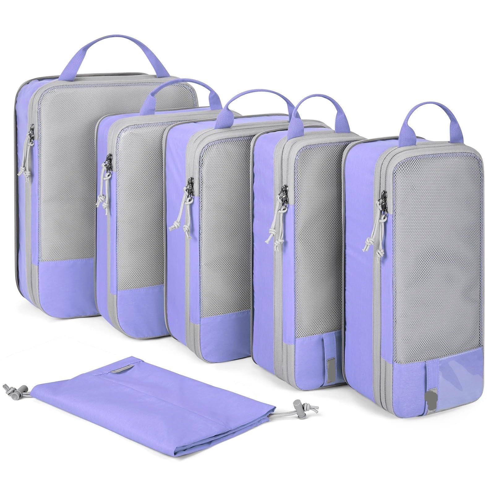 Cubes d'emballage, sac de rangement à compression, organisateur valise léger voyage, accessoires, bagages Organisateurs de Voyage(6PC Purple)