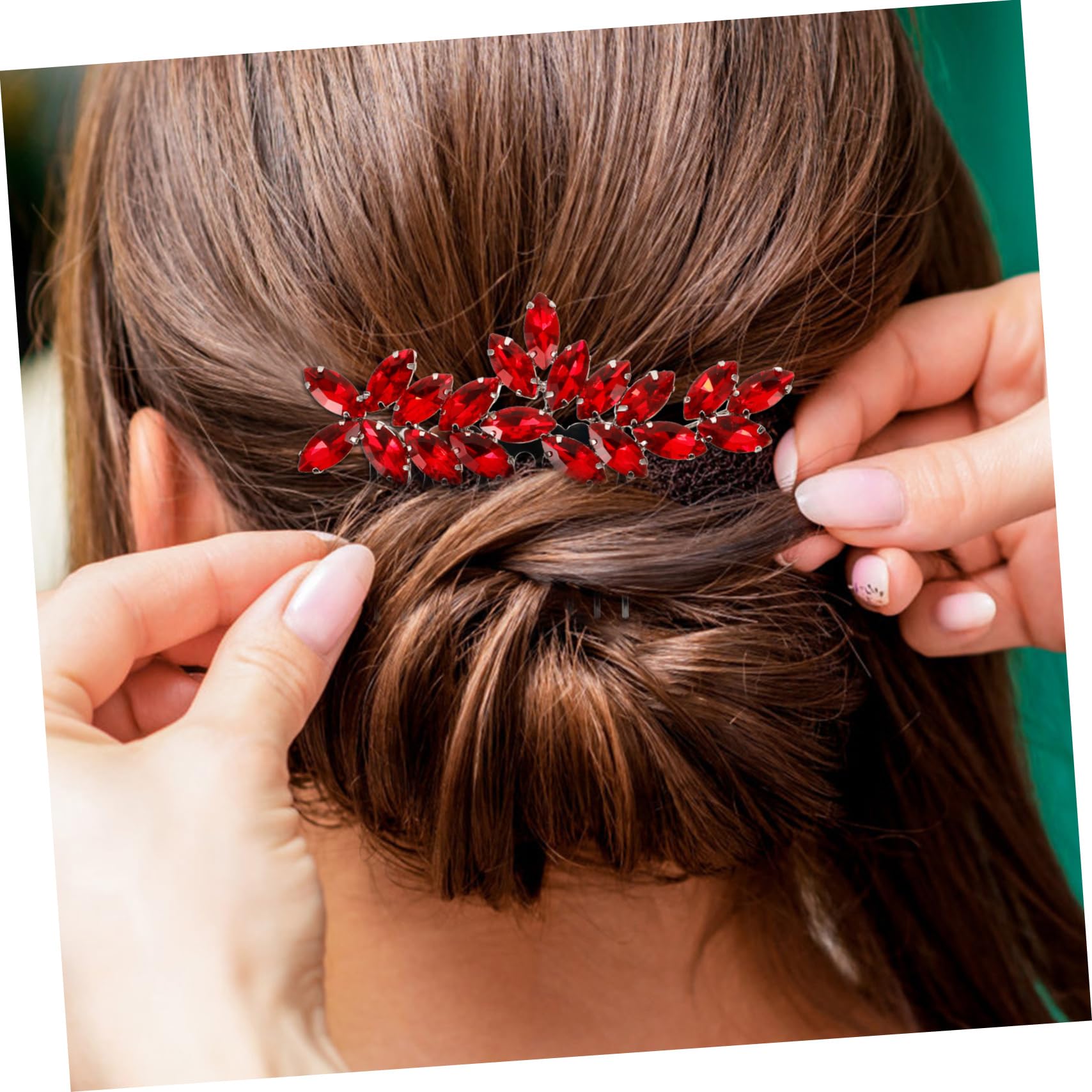 FRCOLOR Kopfhüungen für die Braut Kristallhaar-Seienkamm Haarkamm aus roten Kristall haarspange hochzeit haarnadeln hochzeit Haarschmuck für die Hochzeit Haarkämme BrautHaarkamm Mode