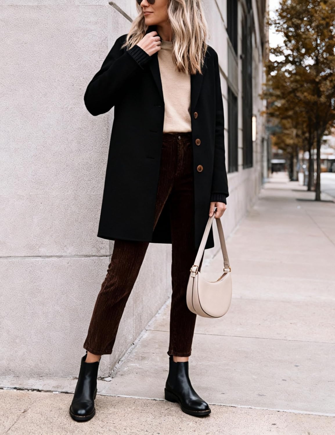 Yidarer Women's Wool Coat Mid-Length Notch Lapel Single Breasted Trench Pea Coats Casual Outerwear - Image 2