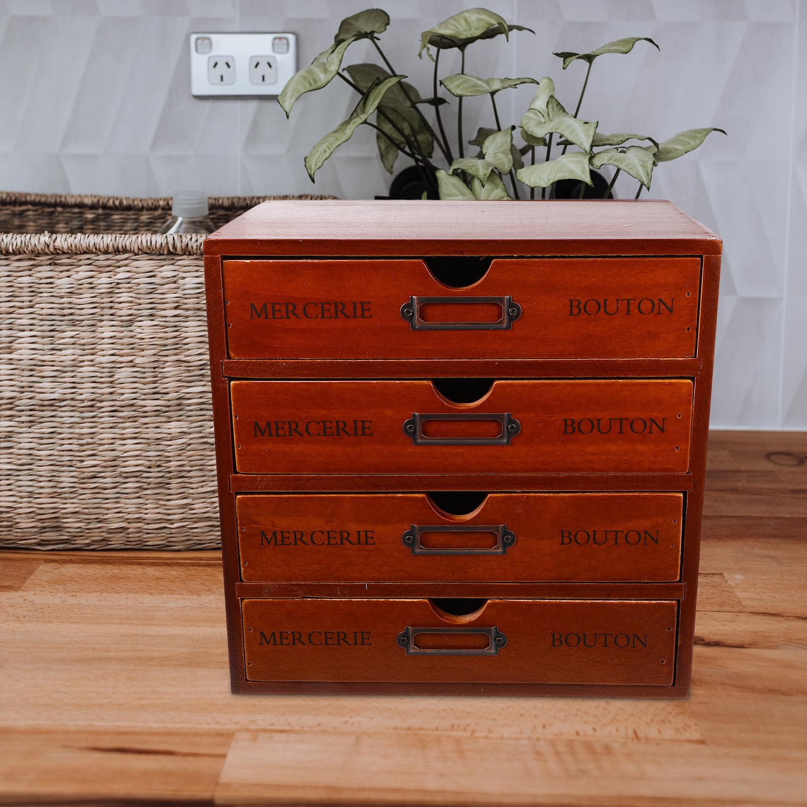 Alipis Scatola Portaoggetti da Scrivania a 4 Cassetti, Organizer Cosmetici e Portapenne in Legno, Multi-strato, per Desktop, Ordine e Decorazione