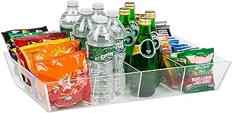 Mind Reader Betesh Snack Tray, Countertop Organizer, Snack Tray, Condiment, Breakroom, Kitchen, 19.25" L x 11.3" W x 3.3" H, Clear