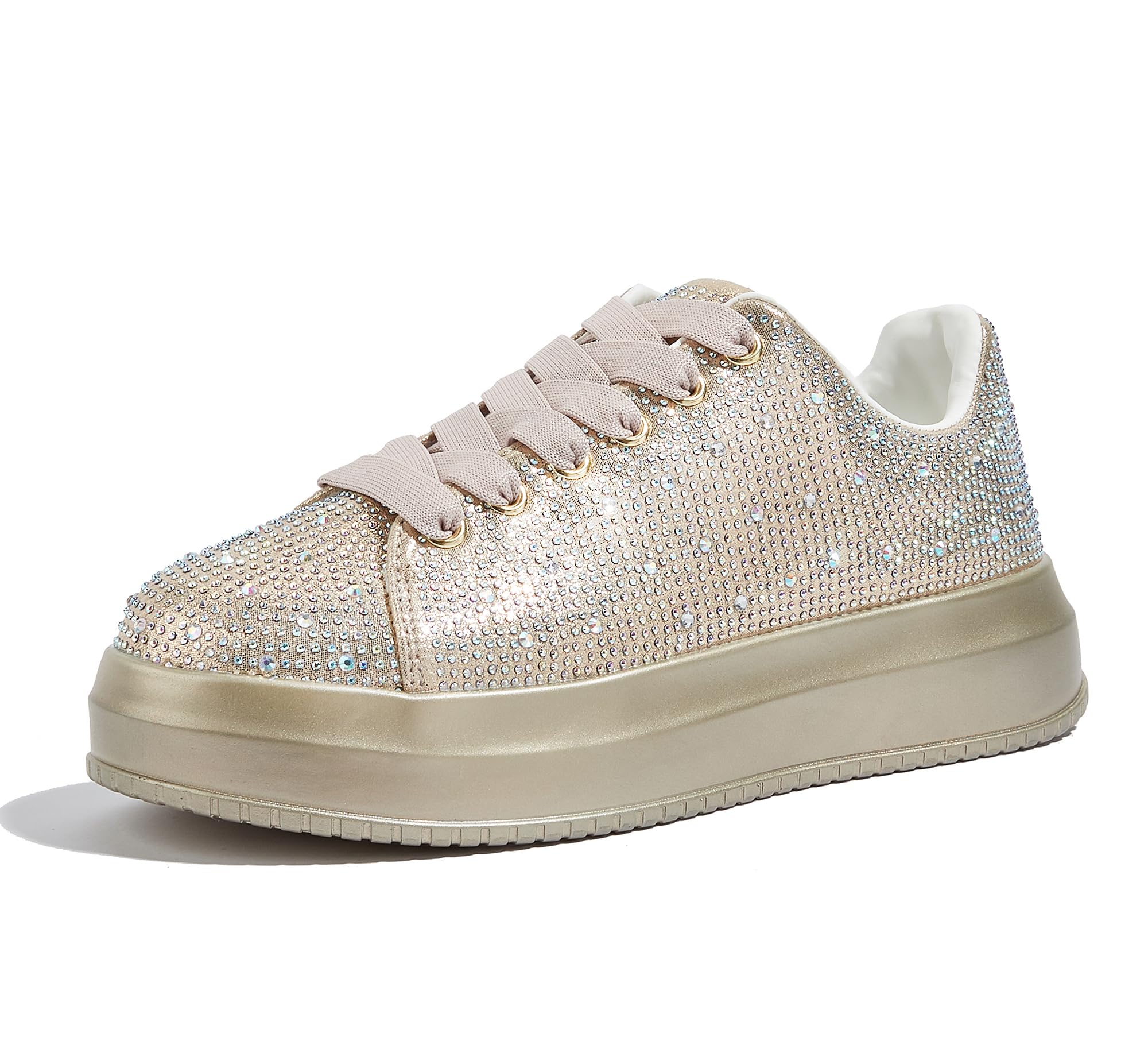 LUCKY STEP Rhinestone Platform Sneakers for Women