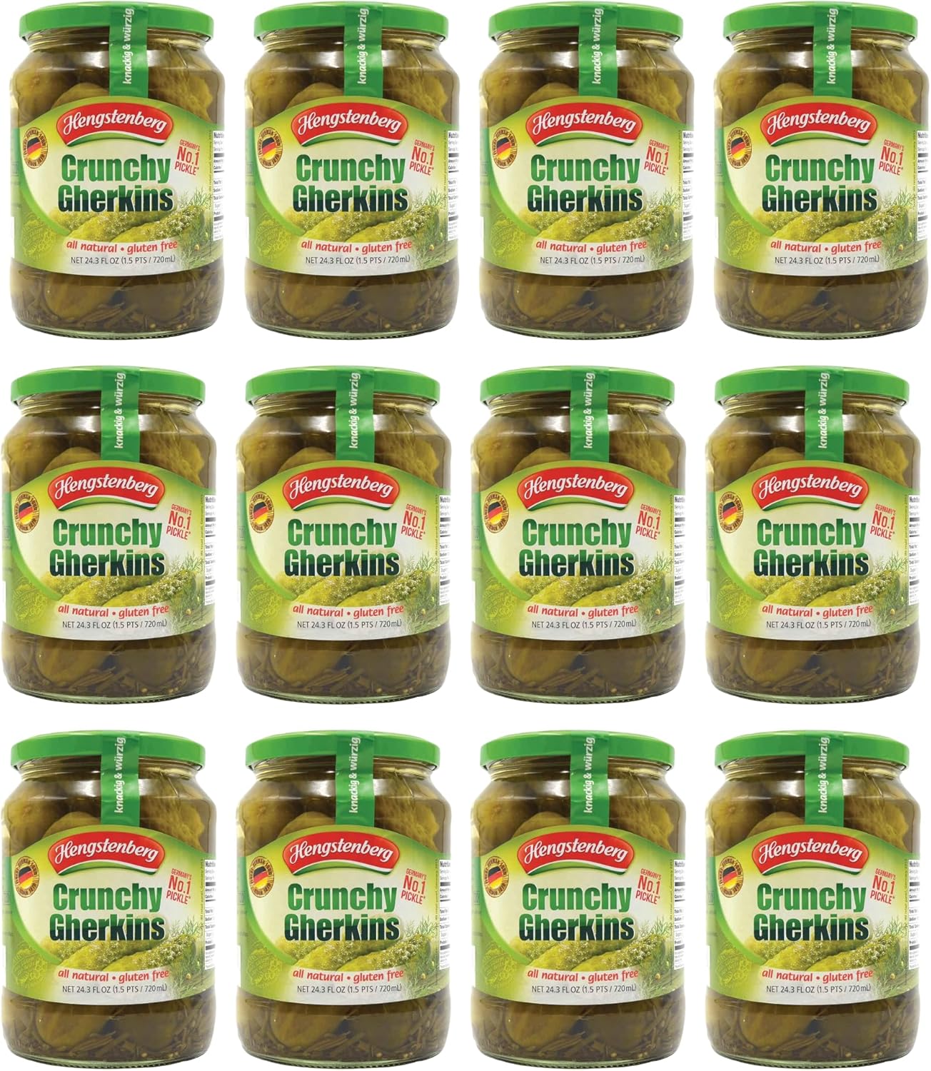 Hengstenberg Crunchy Gherkins, 24.3 Ounce (Pack of 12)