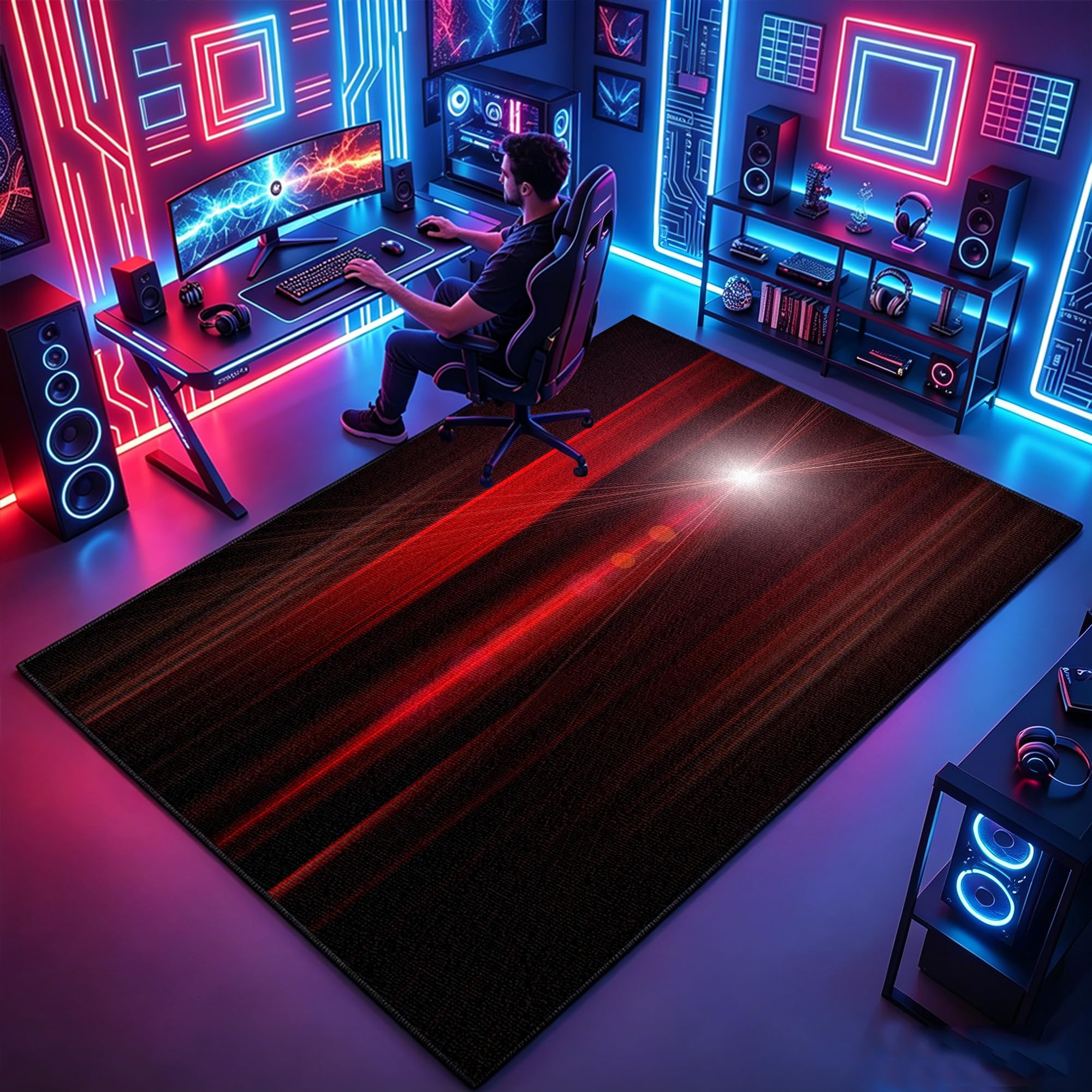 Tapis de joueur antidérapant et protecteur de sol pour fauteuil gaming