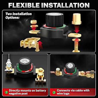 Top Post Battery Disconnect Switch 12V, Car Battery Disconnect Switch