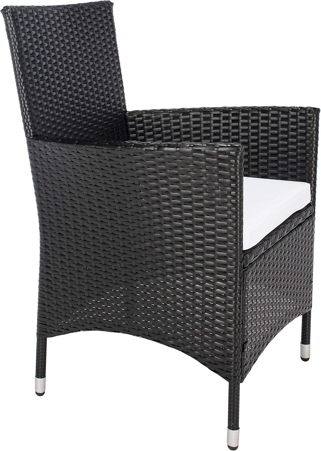 SAFAVIEH Outdoor - Hailee 9-Piece Dining Set - Black & White Faux Wicker & Steel Frame - Eight Chairs and Glass-Top Table - Ideal for Patio, Deck, Porch, Backyard (PAT7704A)