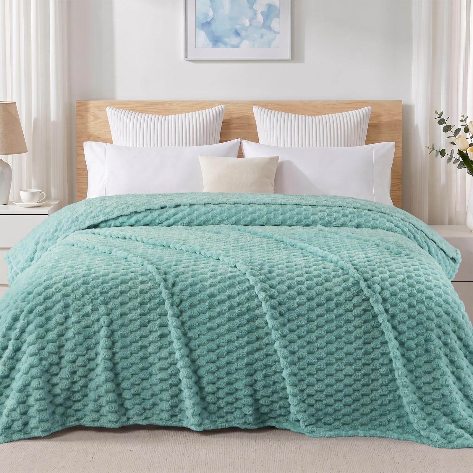 Exclusivo Mezcla 3D Fleece Queen Size Blanket for Bed, Celadon