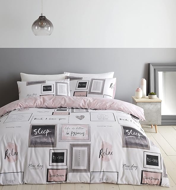 Catherine Lansfield Sleep Dreams Easy Care King Duvet Set Blush