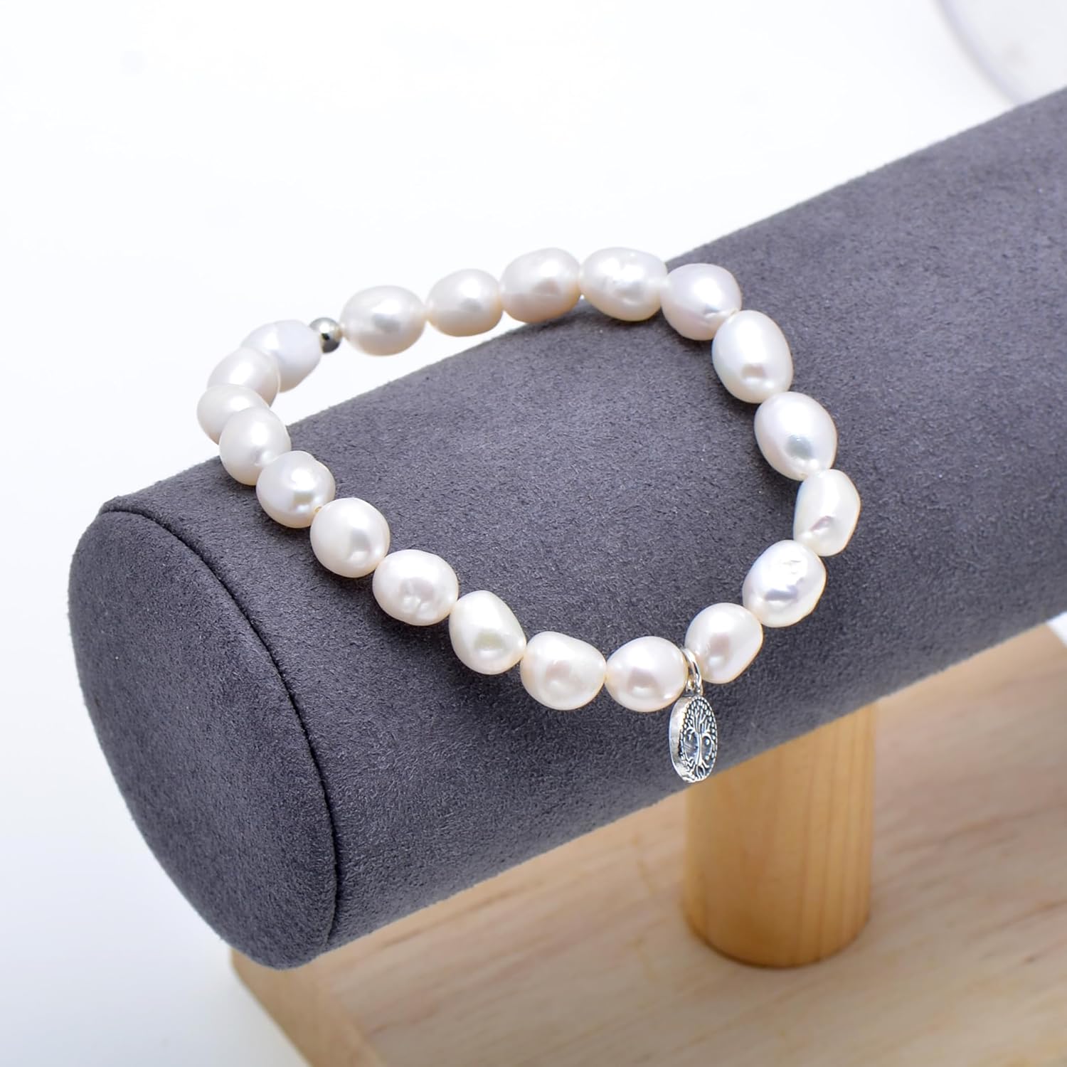7.5 Inches Freshwater Cultured Pearls Bracelet with Tree of Life Charm - Image 4