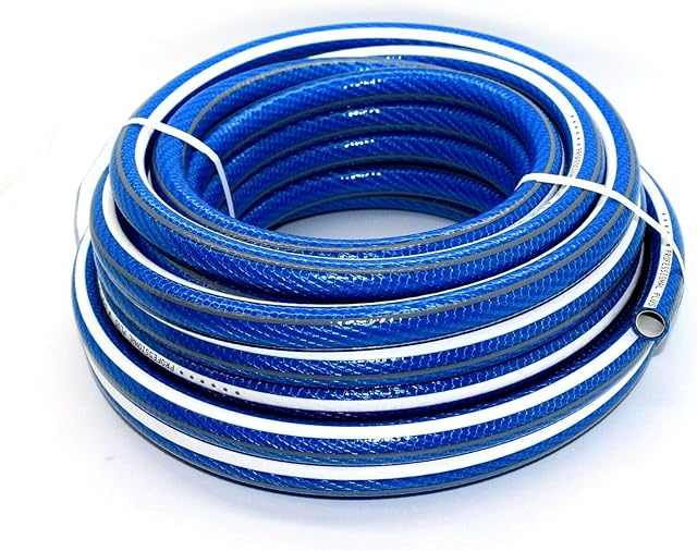 SolaDirect 15 m of 1/2 in 6 Layers Heavy Duty Blue Garden Hose Anti Kink Reinforced Pipe Outdoor Hosepipe