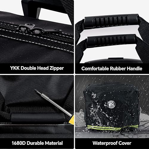 Miniatura 5 de MARUTAI Bolsa de herramientas con ruedas de 18 pulgadas, bolsa de herramientas impermeable con ruedas, organizador de almacenamiento portátil, bolsa