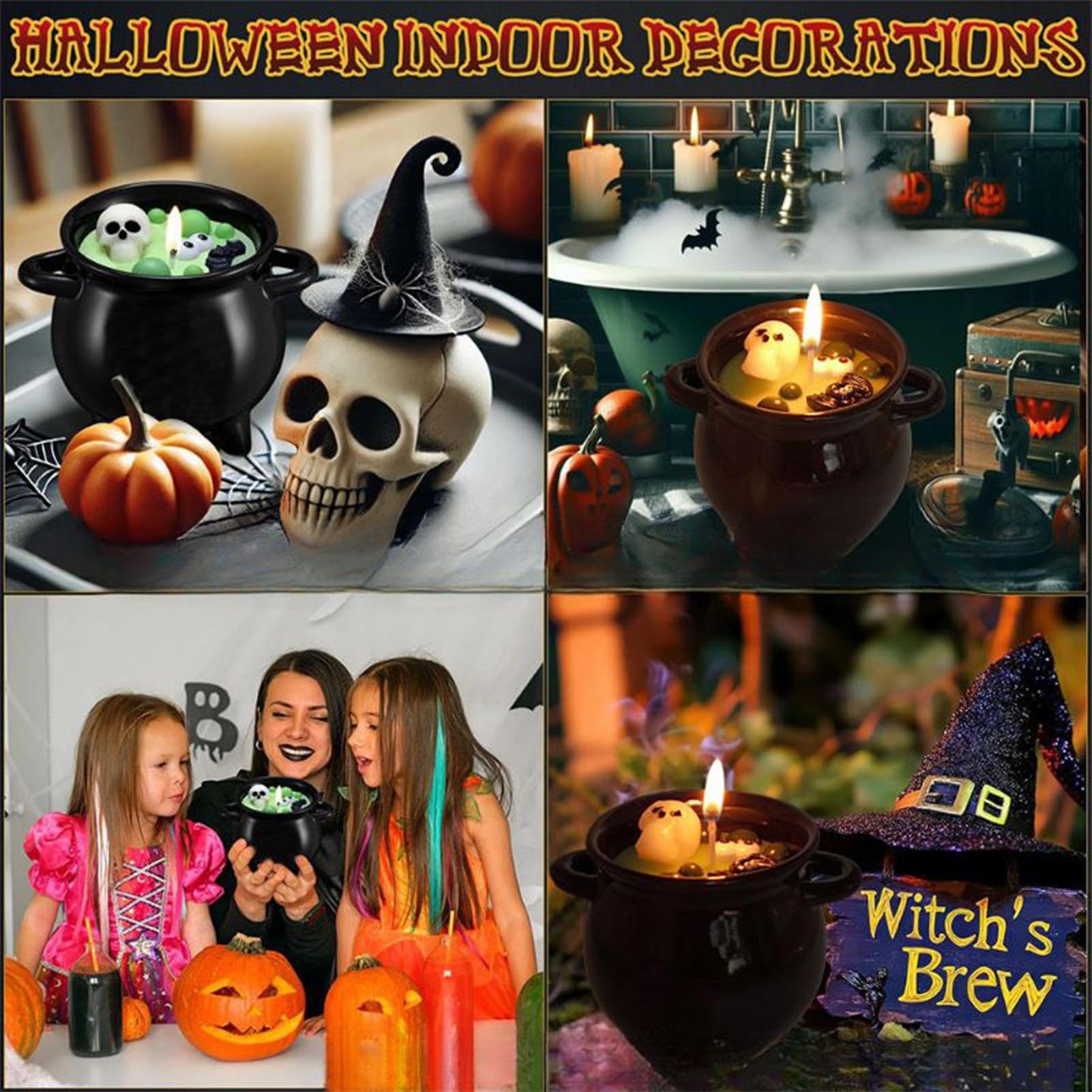 Zestaw ?wiec na Halloween, straszne o?wietlenie dekoracyjne, aromaterapia Bubble Pot, funkcja dyfuzora oleju, kompaktowy design, idealny do domu sto?owego w domu na Halloween Atmosfera