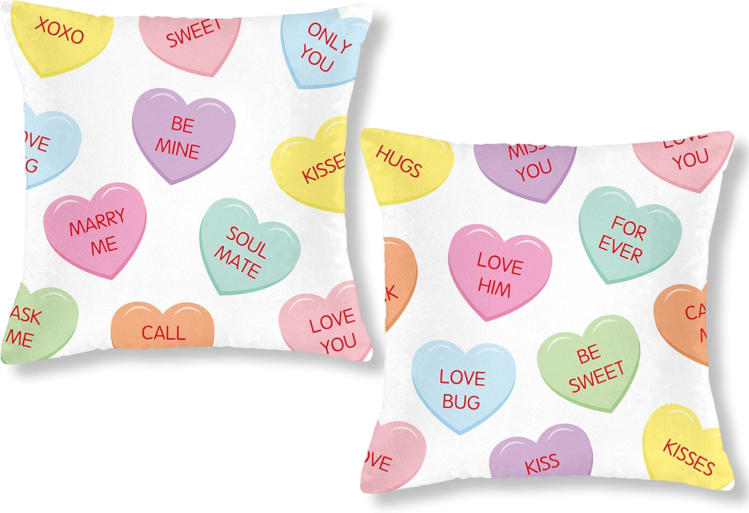WATINC 2Pcs Conversation Heart Valentine Pillow Covers