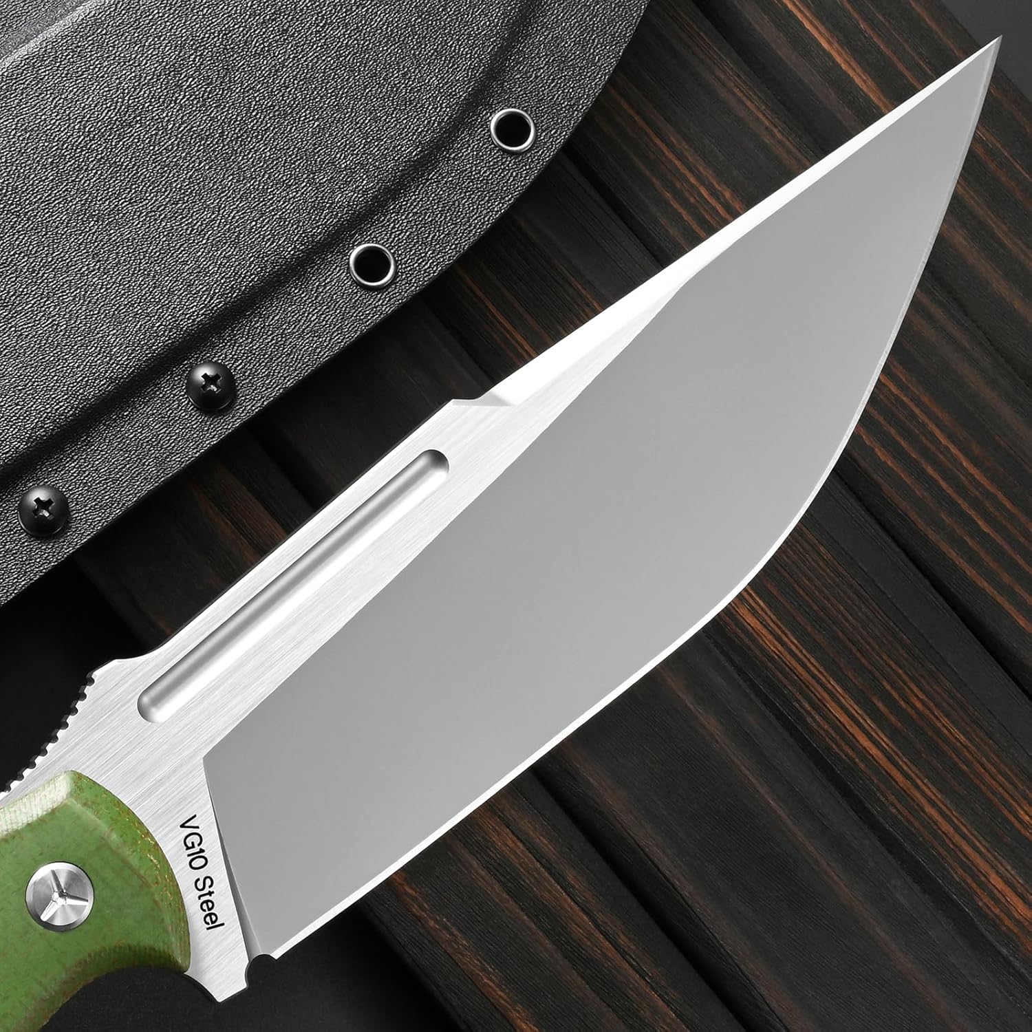 Sitivien ST40 Fixed Blade Knife VG10 Steel Blade Micarta Handle Full Tang Knife with Sheath for Outdoor Camping Hiking Working Survival (Green)