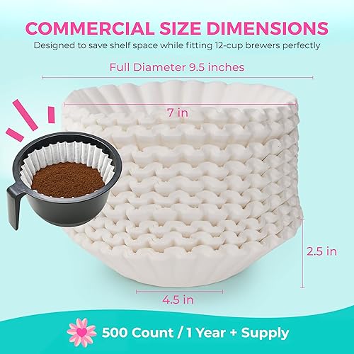 Miniatura 4 de Filtros de café grandes de Katy – Filtros de café comerciales para 12 tazas (24.1 cm x 11.4 cm) Papel premium y extracción de preparación, altos y