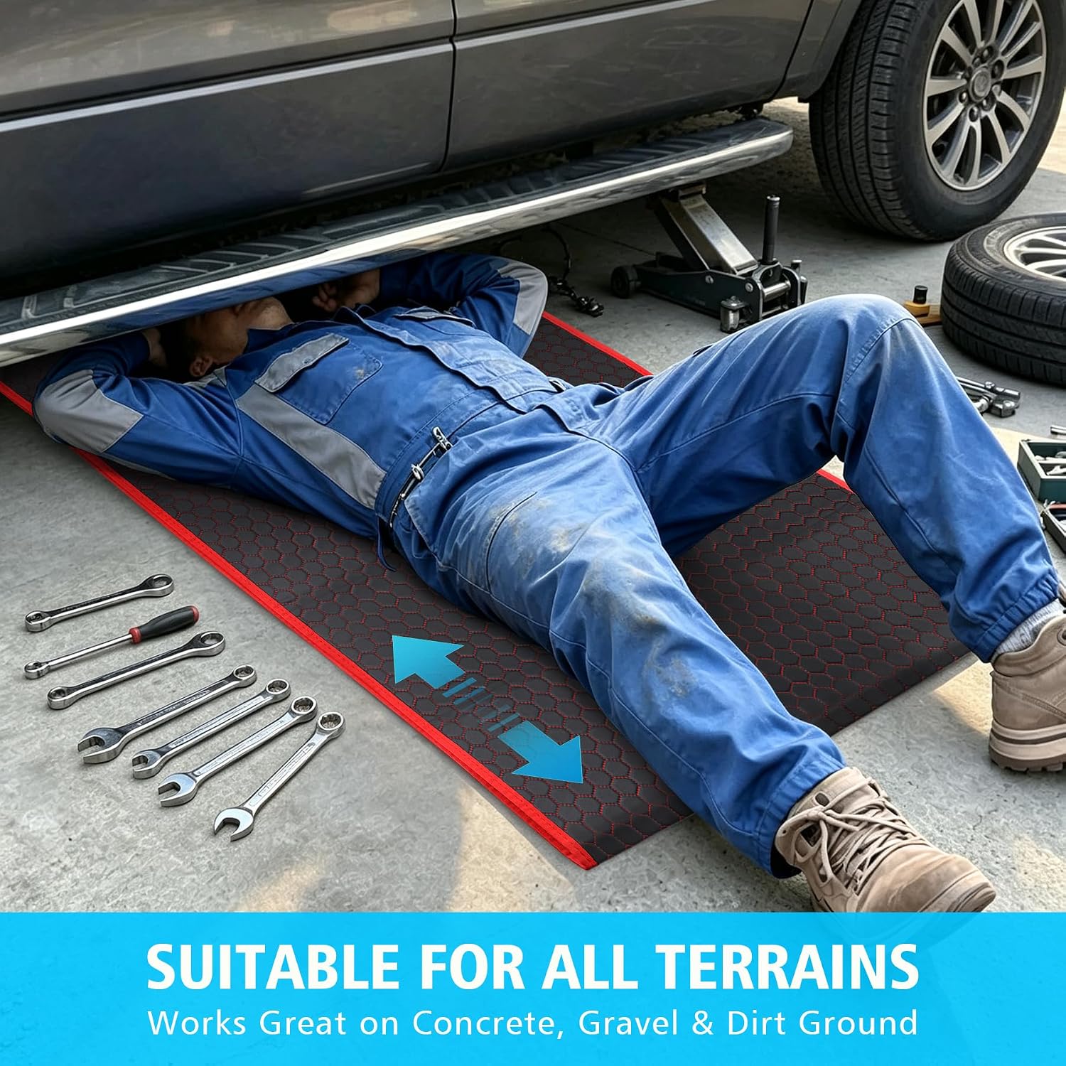 Rolling Mechanic Creeper Mat 146×69cm Auto Portable Under Car Repair Pad