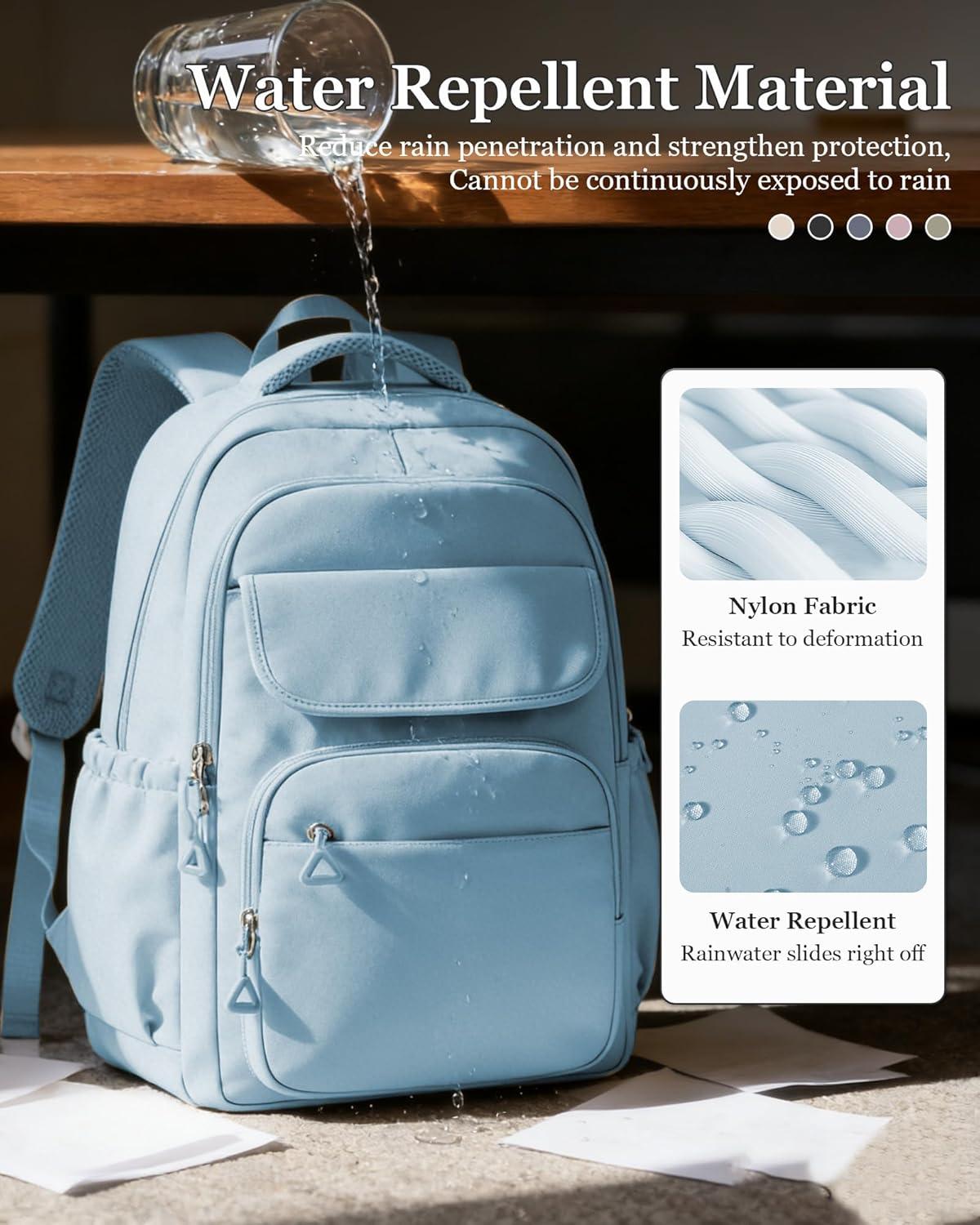 School Backpack for Women Men Cute Backpack for College Students Lightweight High School bag for Teens Girls Boys Waterproof Casual Daypacks Bookbag(Blue) - Image 7