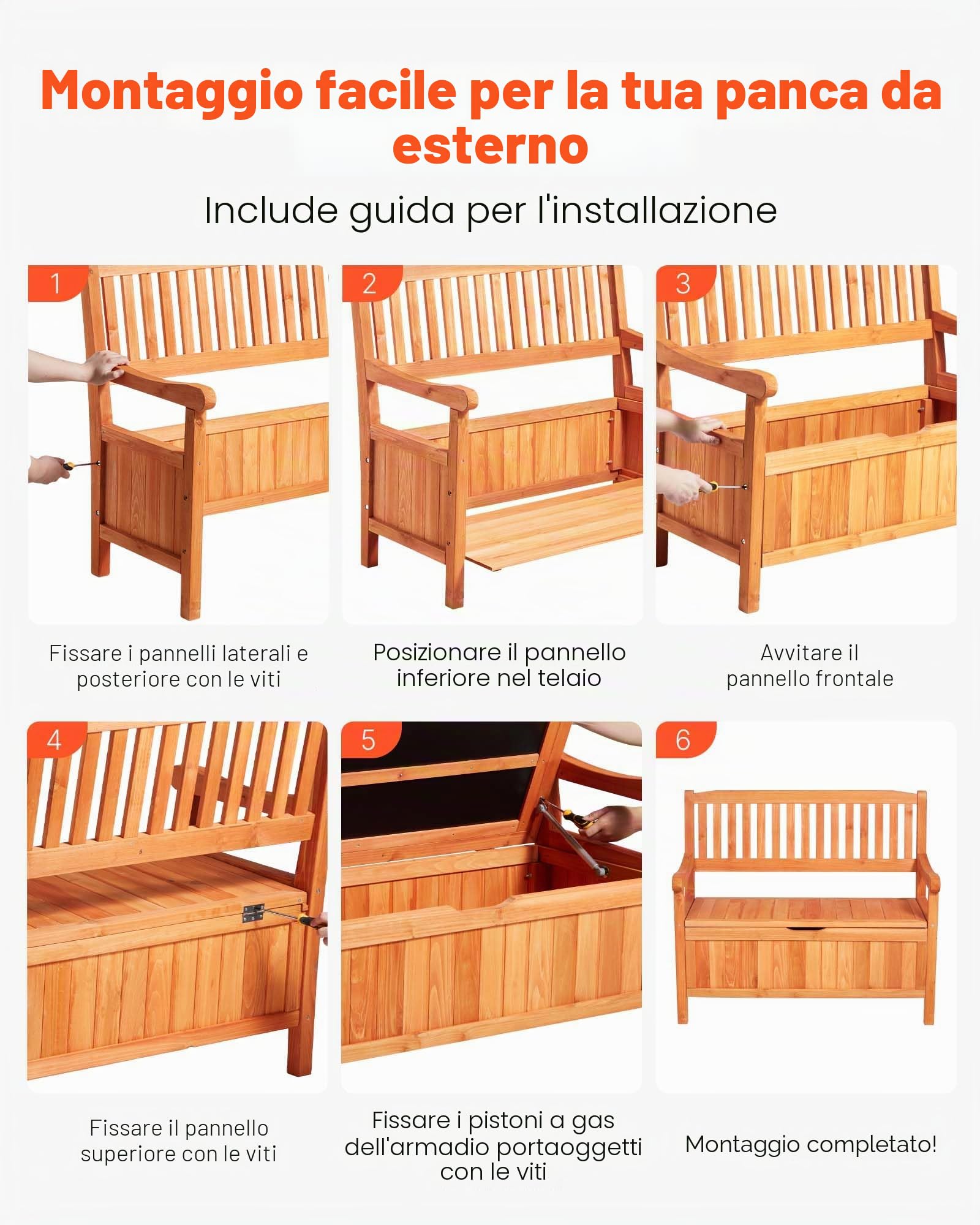 VEVOR Panca Portaoggetti da Esterno, in Legno di Cedro per 2 Persone, Panca Contenitore da 150 L con Maniglia, Supporta Fino a 319,8 kg, Seduta da Esterno, Decorazione per Veranda Terrazza Balcone