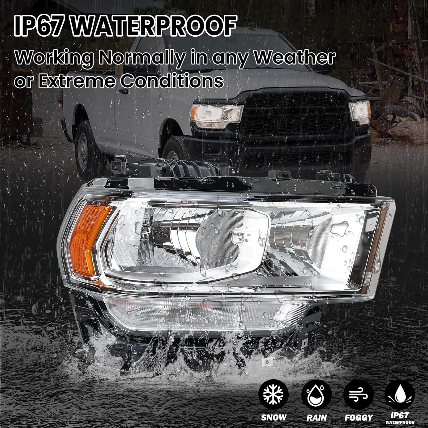 Headlights for 2019-2024 Dodge Ram 2500 3500 Halogen Headlamp Assembly w/bulbs Replace CH2503334 68360176AE Right Passenger Side