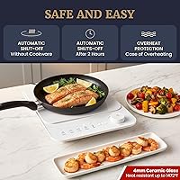 Vista 2 de Elite Gourmet EIND57W SlimStore™ Induction Cooktop, Touch Controls, Ultra Thin 2" Profile, 10 Power Levels, Temps 140°F to 465°F, Fast Heat Up, White