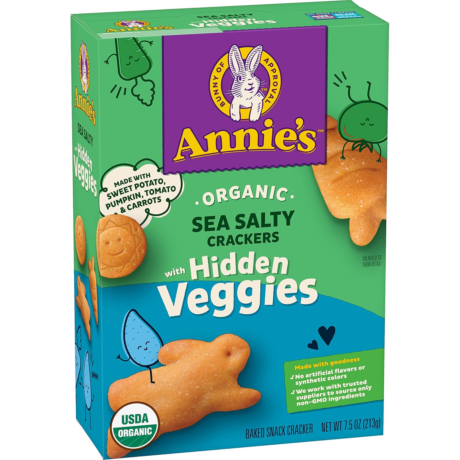 Annie’s Organic, Hidden Veggie, Sea Salty Crackers 7.5 oz