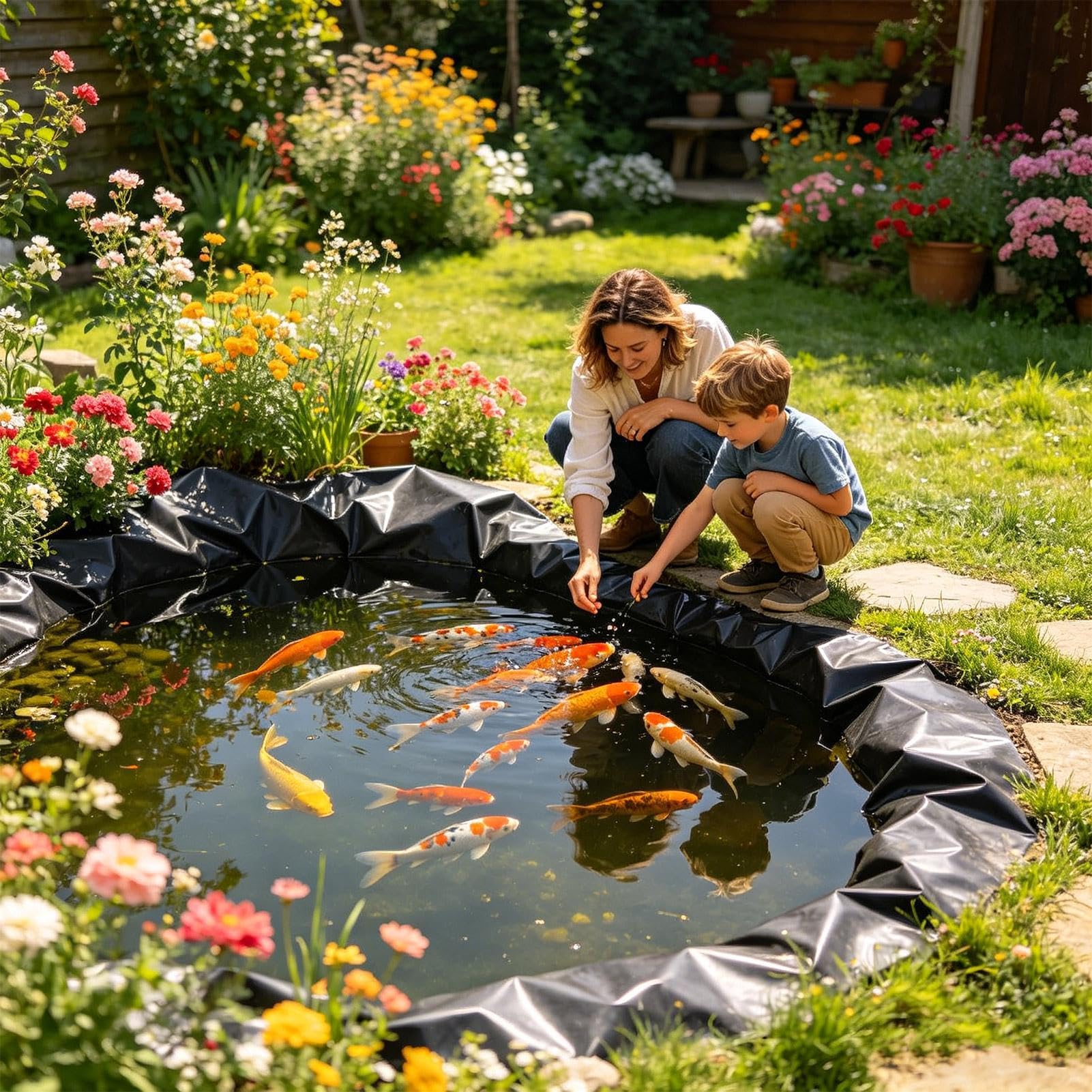 Telone per laghetto, 0,2 mm, ad alta densità, resistente alle intemperie e ai raggi UV, rivestimento per laghetti da giardino, cascate, torrenti, fontane, giardino, cortile, , fattoria