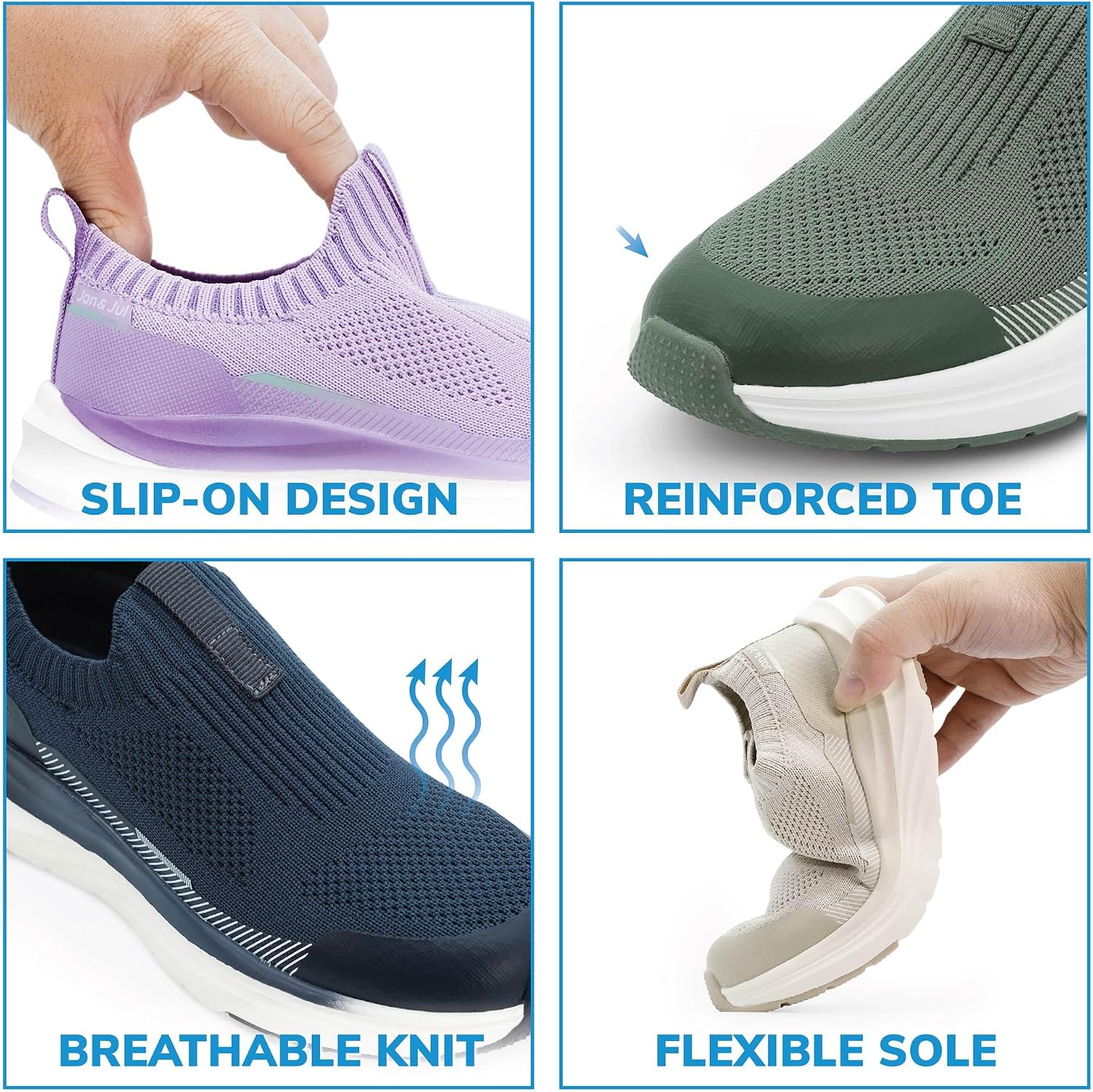 JAN & JUL Easy-On Urban Knit Shoes, Lightweight and Breathable Sneakers