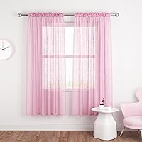 Vista 34 de UPOPO Paneles de Cortina Beige Pequeños Cortinas Transparentes de Gasa de 16 Pulgadas de Largo Cortinas de Cocina de Voile con Textura de Lino