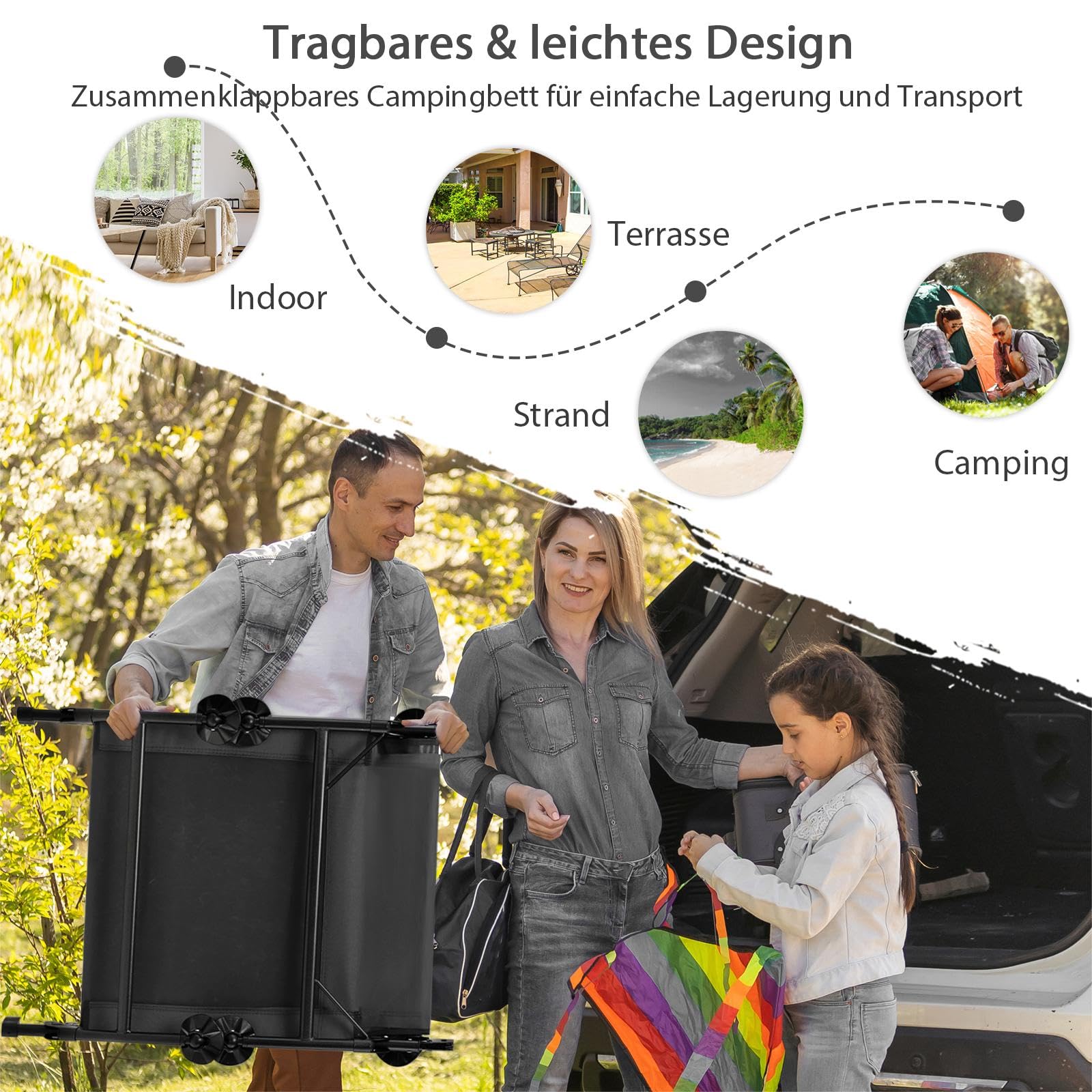 SOARS Karpfenliege klappbar, Angelliege mit 6-Fach Verstellbarer Rückenlehne, Kopfkissen & Matratze, Campingliege 6-Bein mit großen Schlammfüßen bis 200 kg belastbar, 194 x 66 x 29 cm
