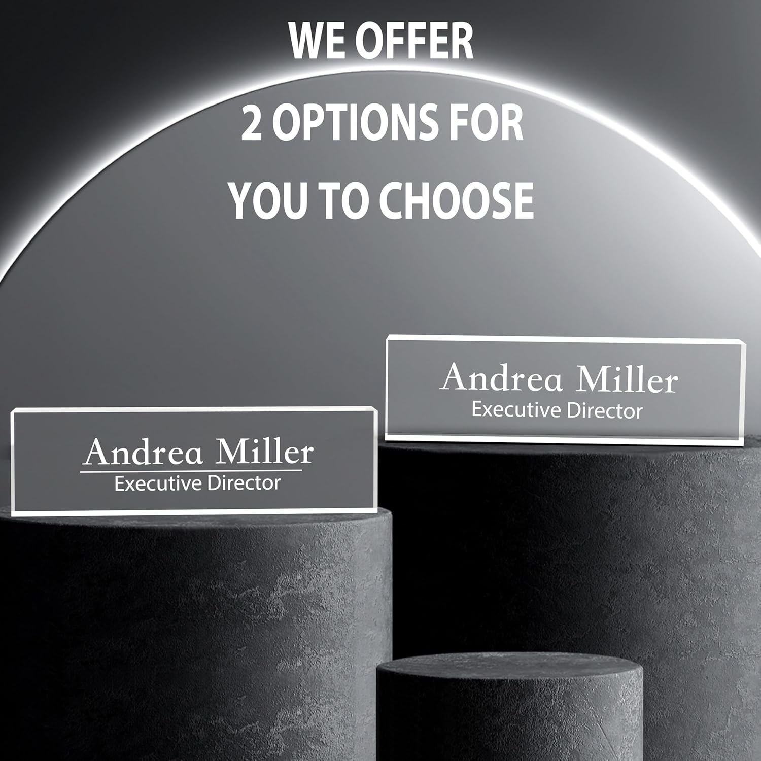 Name Plate for Desk, Office Table Plate Personalized, 8 inch x 2.5 inch Acrylic Desktop Accessories, Office Gifts for Coworkers Boss Teacher, Employee Appreciation Gifts, Professional Desk Name Title, Clear Acrylic, Title Display - Image 2