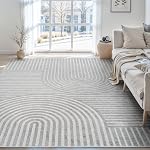 Area Rug 5x7 Rugs for Living Room Non Slip Soft Carpet Boho Machine Washable Rug Geometric Jacquard Textured Carpet for Bedroom Dining Room Nursery Office Living Room Rug -Beige