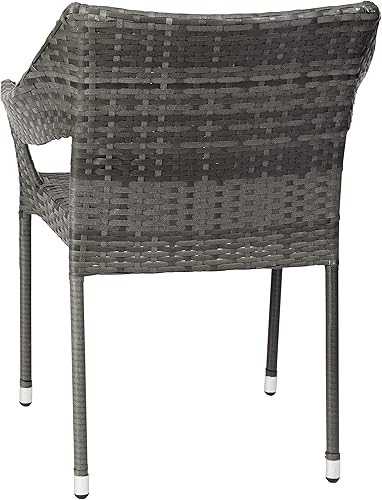 Miniatura 9 de BizChair Silla de patio de grado comercial, silla de comedor apilable de mimbre de ratán PE para todo tipo de clima, gris