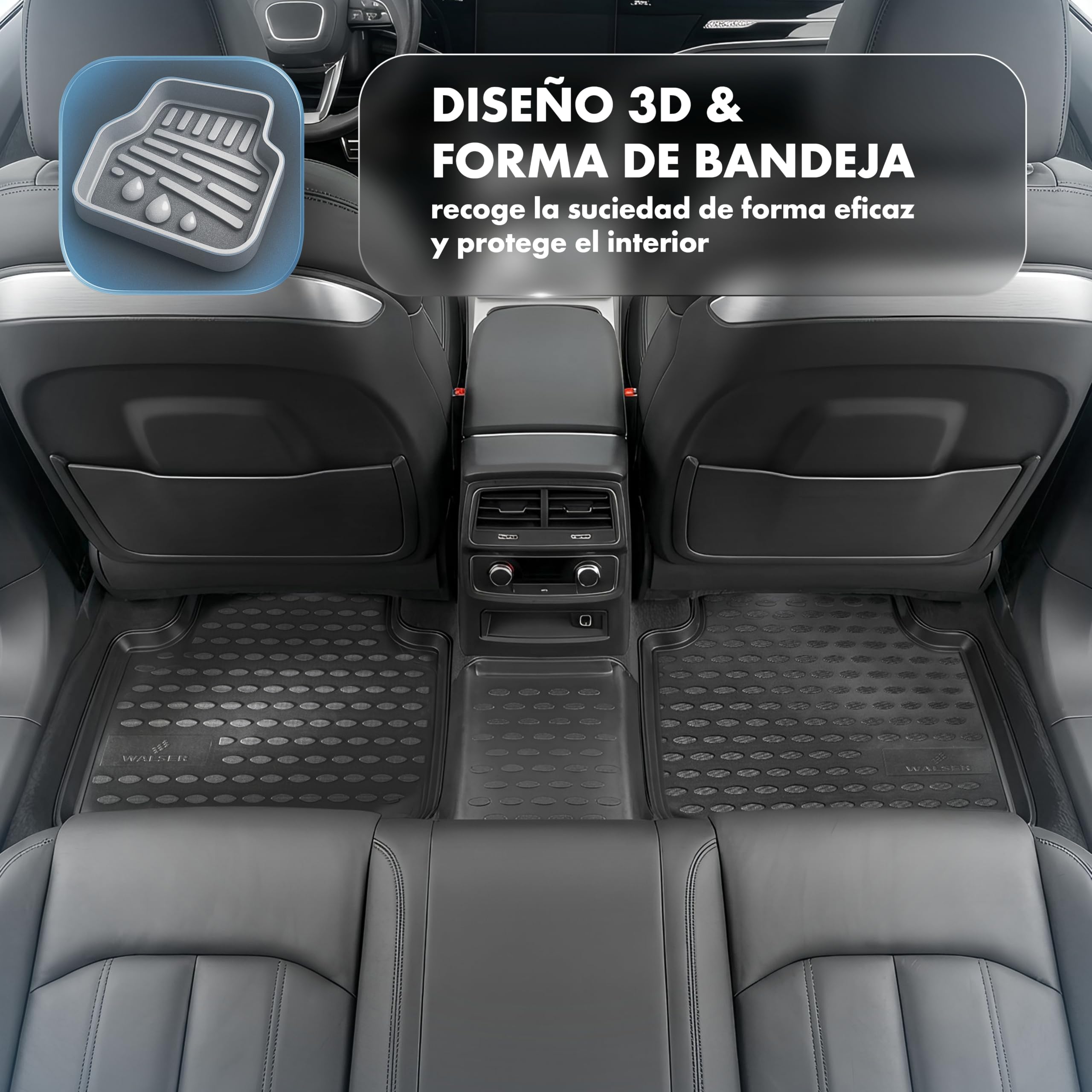 WALSER Alfombrillas de goma a medida XTR compatible con Nissan Qashqai 2 SUV (J11) 11/2013-2021, alfombrilla coche, protector de suelo coche