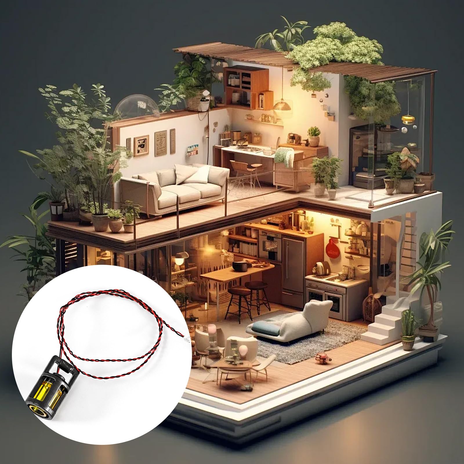Joycabin Miniaturowe latarnie LED do domku dla lalek, mini lampki z kablem 15 cm, miniaturowe akcesoria, miniaturowe światła LED do witryn, mikrodomków, dekoracja domku z zabawkami (ciepła biel)