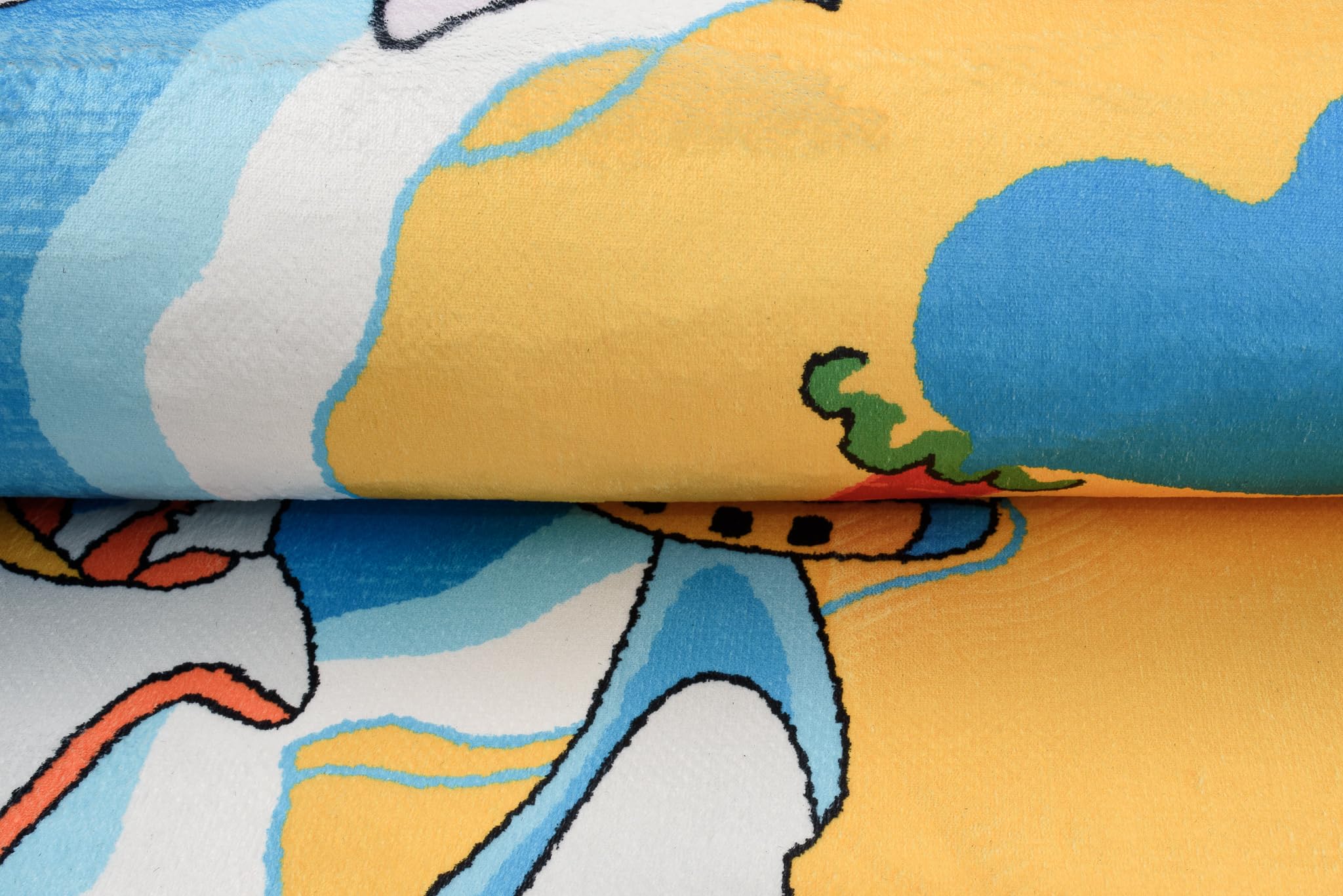 TAPISO Flannel Alfombra Antideslizante Lavable Diseño Moderno Barco Pirata Isla del Tesoro Azul Amarillo Alfombra Infantil para Niños Alfombra de Juegos Oeko-Tex 140 x 200 cm