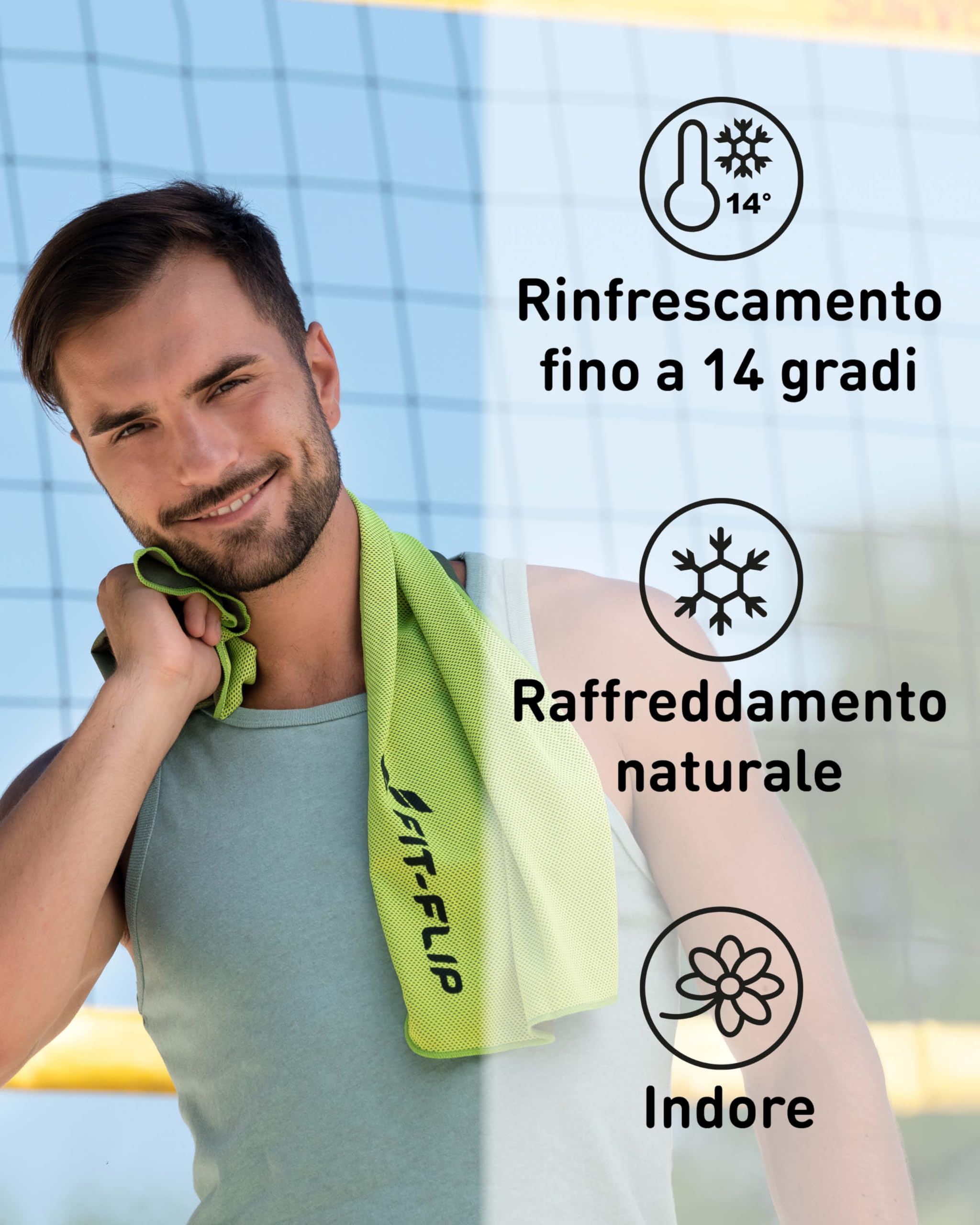 Fit-Flip Set da 3 asciugamani rinfrescanti 100x30cm – Asciugamano rinfrescante in microfibra, Airflip Cooling Towel – Colore: blu scuro/verde/rosa, misura: 100x30cm