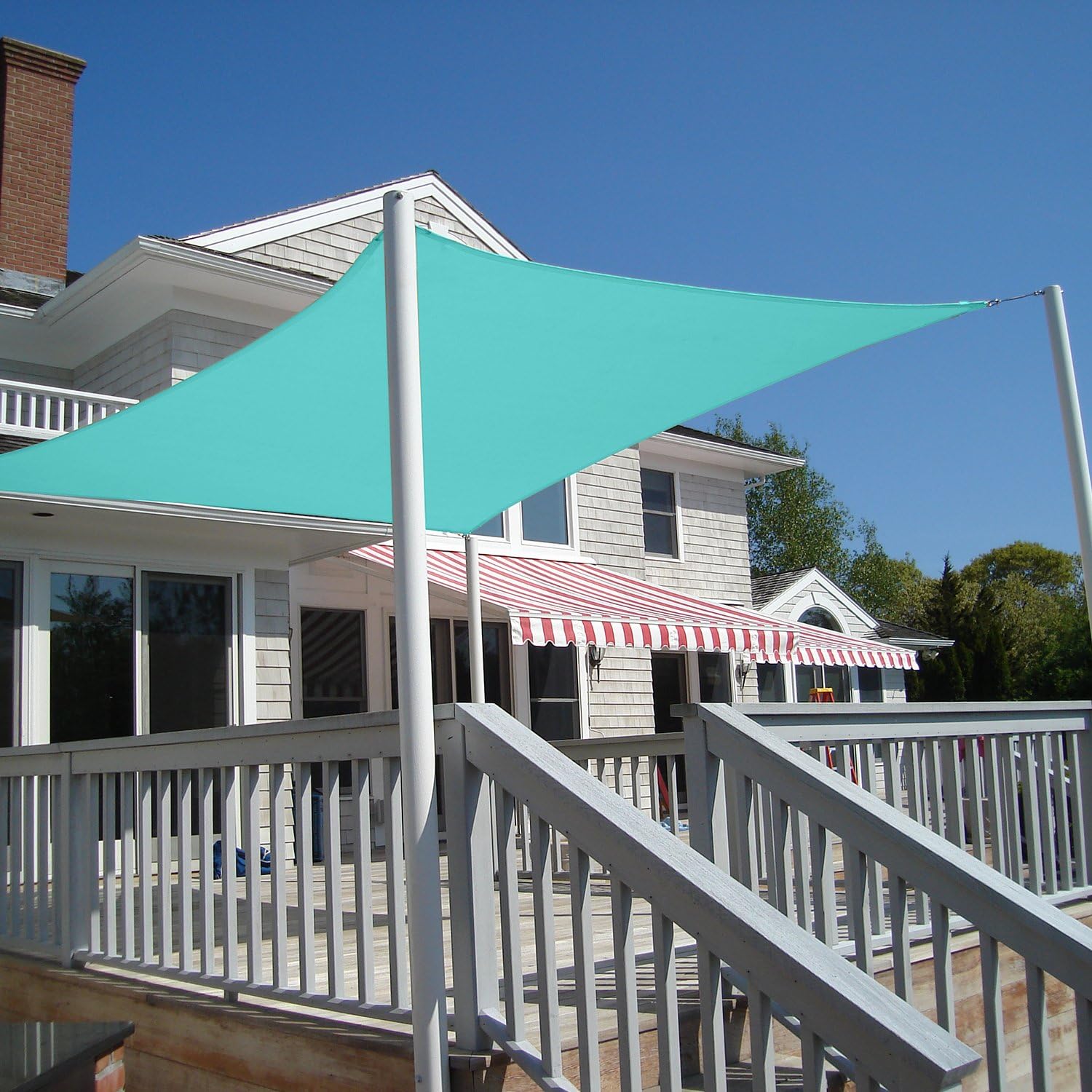 E&K Sunrise 11' x 14' Waterproof Sun Shade Sail Outdoor Rectangle Canopy Shade Cover UV Block for Pergola Patio Backyard Garden Deck (Turquoise)