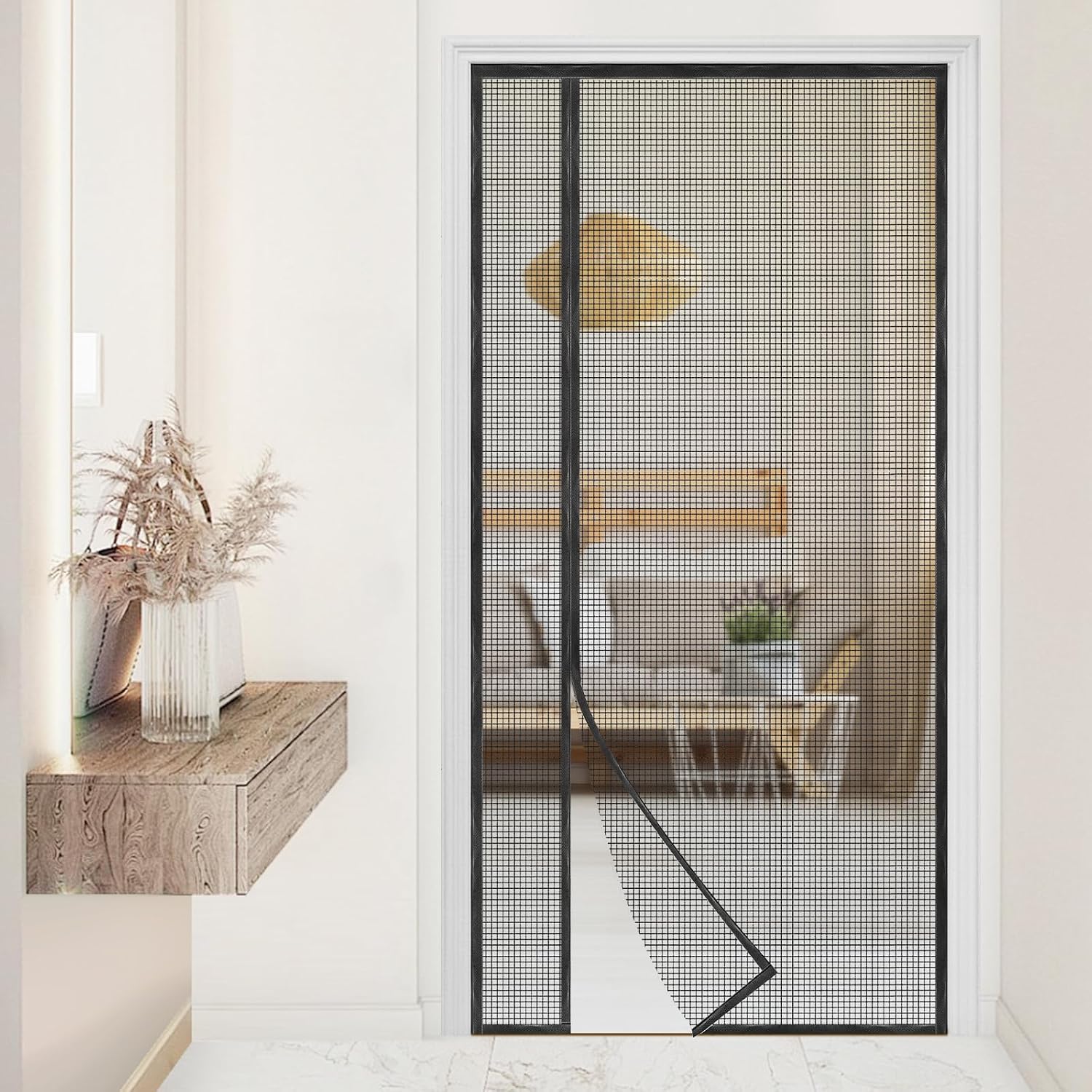 Magnetic Screen Door, Reversible Left or Right Side Opening, Mesh Door Screen with Magnetic Closure, Keep Bugs Out, Pet and Kid Friendly, Fits Door Size 36" x 80"