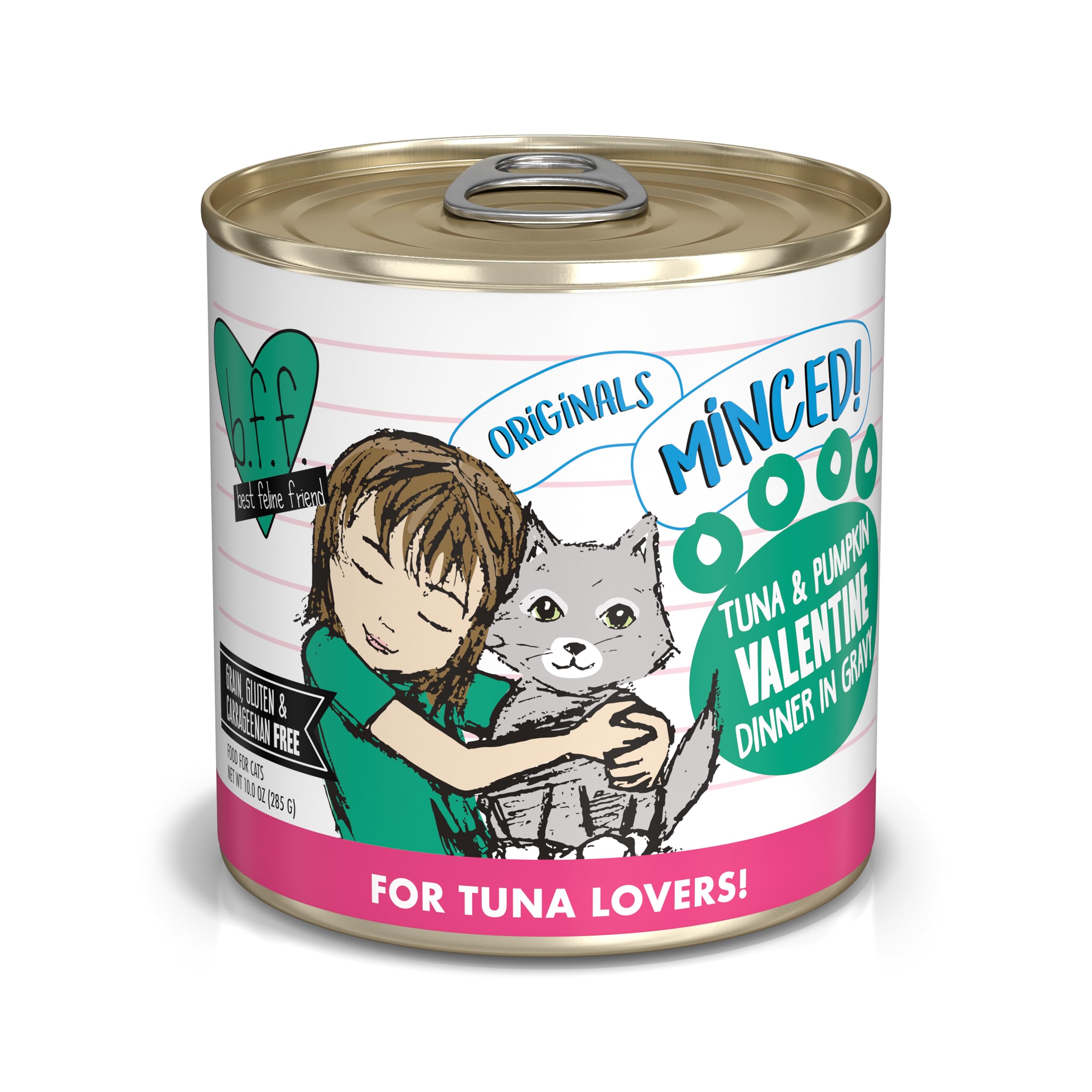 Weruva BFF Minced Natural Wet Cat Food, Tuna and Pumpkin Valentine in Gravy, 10oz Can, Pack of 12