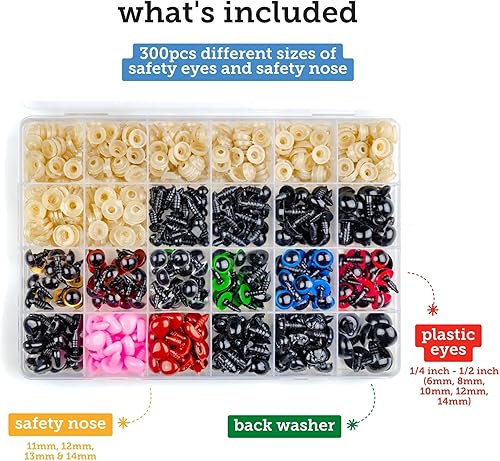 Miniatura 2 de Incraftables Ojos de seguridad para animales amigurumi y ganchillo  100 piezas  Ojos de ganchillo surtidos de 0.236 in y 0.394 in con arandelas