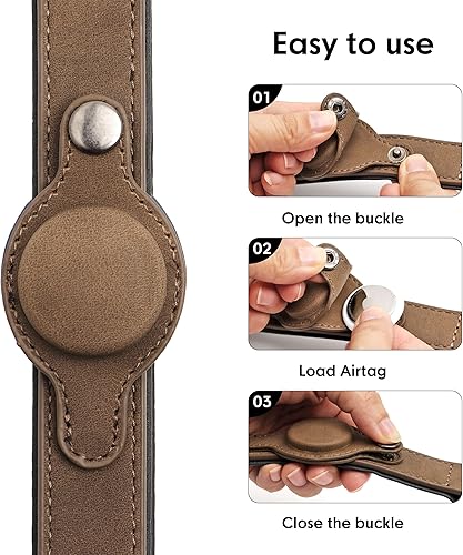 Miniatura 3 de Didog Collar de perro de cuero acolchado suave y transpirable con soporte para Airtag, collar de perro resistente con hebilla de metal para perros
