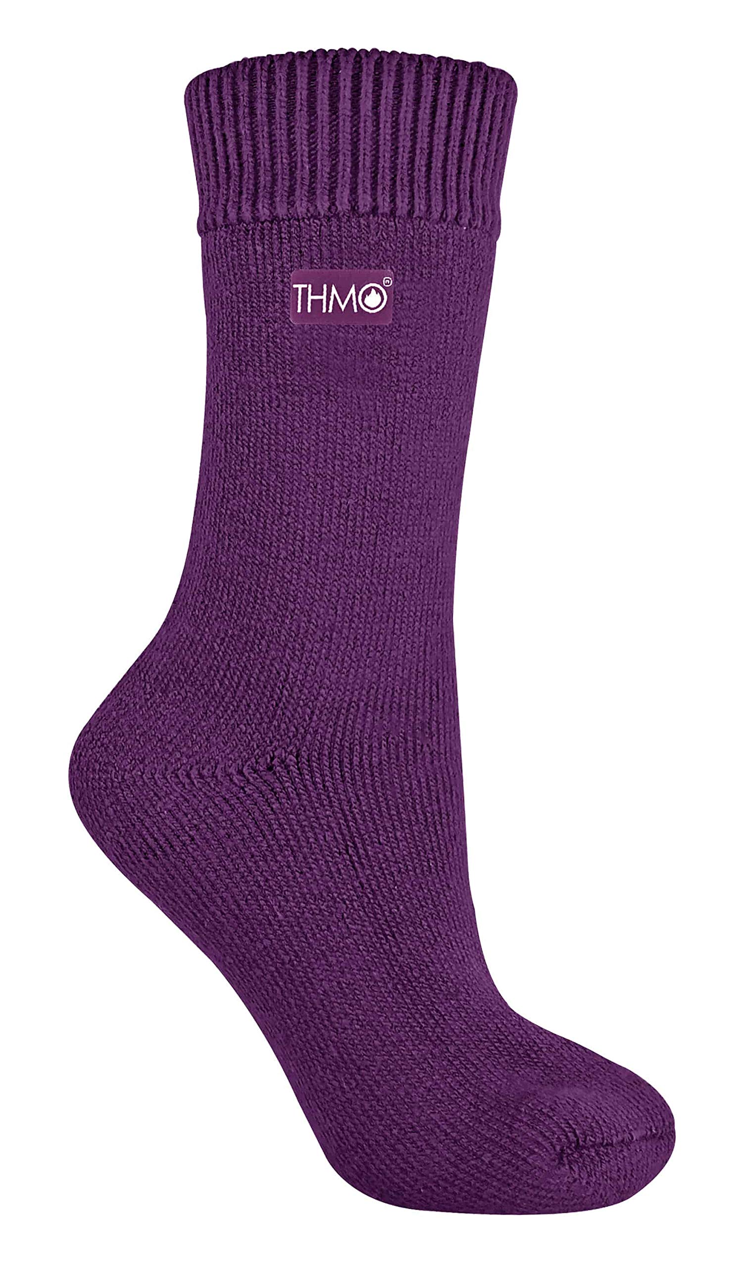 THMO Women's Thermal Socks - Thick Winter - Seamless Toe - Purple - Size 4-8